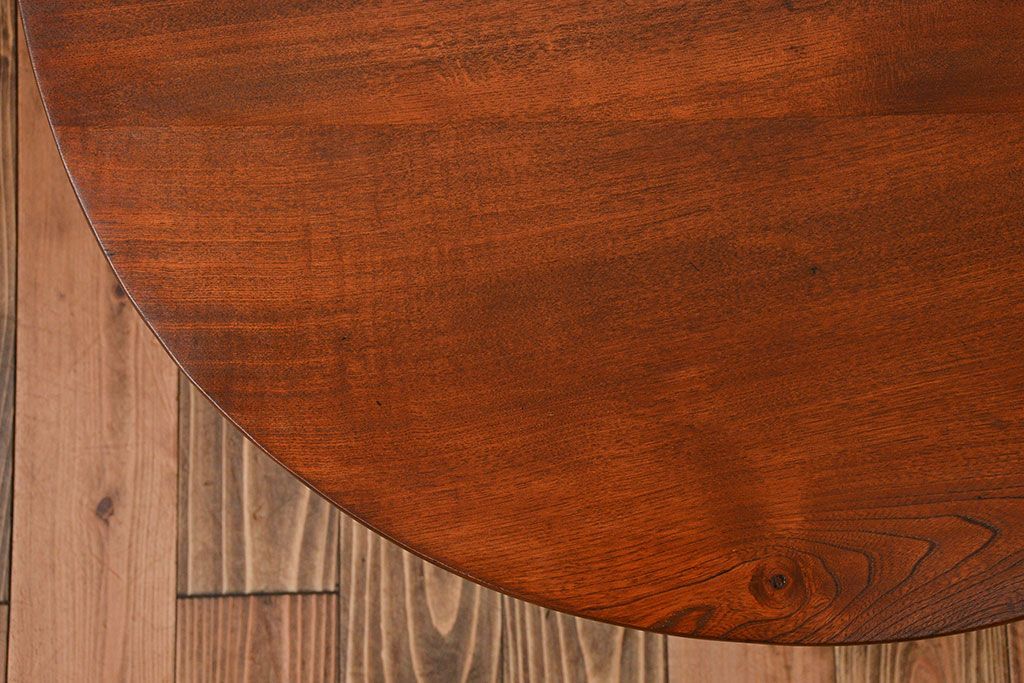 アンティーク家具　和製アンティーク　古い木製のラウンドセンターテーブル(2)