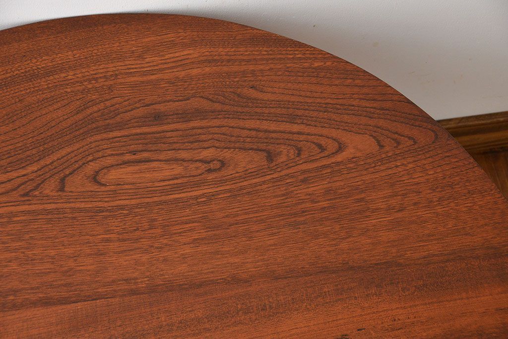 アンティーク家具　和製アンティーク　古い木製のラウンドセンターテーブル(2)