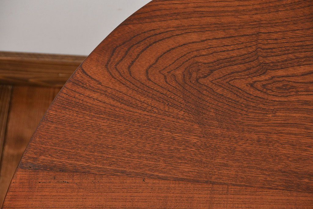 アンティーク家具　和製アンティーク　古い木製のラウンドセンターテーブル(2)