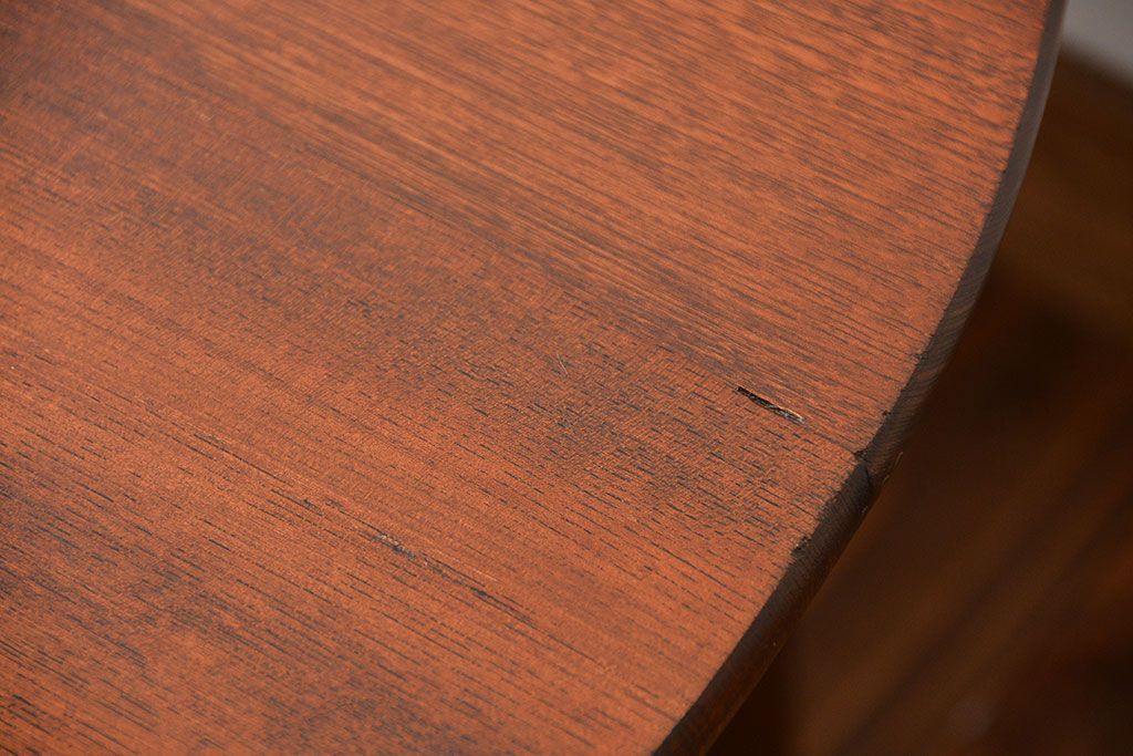 アンティーク家具　和製アンティーク　古い木製のラウンドセンターテーブル(2)