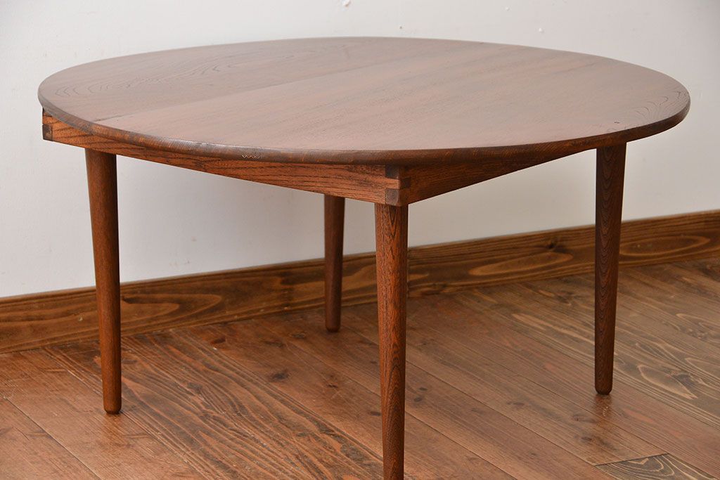 アンティーク家具　和製アンティーク　古い木製のラウンドセンターテーブル(2)