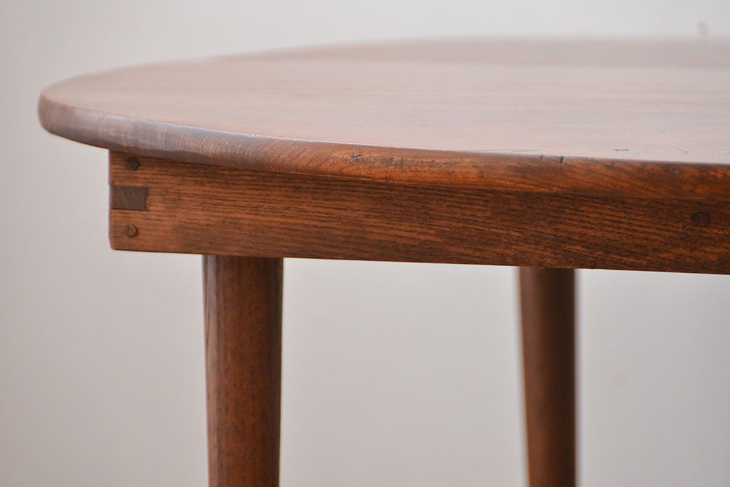 アンティーク家具　和製アンティーク　古い木製のラウンドセンターテーブル(2)