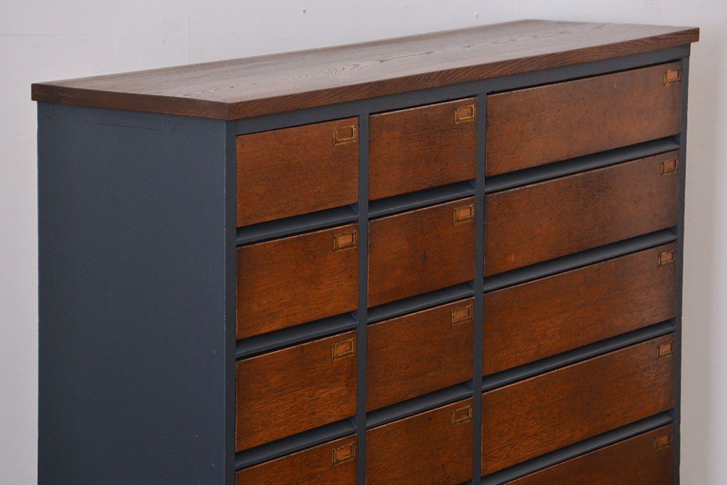 アンティーク家具　アンティーク　ネームプレート付き!ペイント薄型引き出し収納