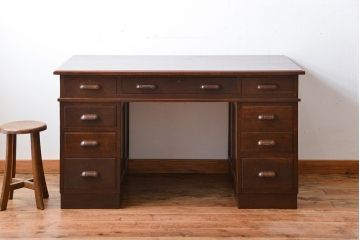 アンティーク家具　アンティーク　古い木製の組み立て式両袖机