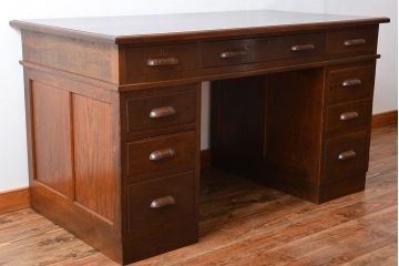 アンティーク家具　アンティーク　古い木製の組み立て式両袖机