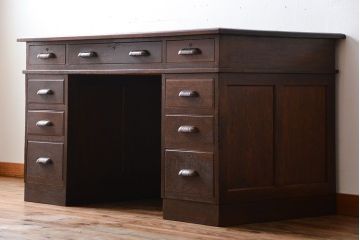 アンティーク家具　アンティーク　古い木製の組み立て式両袖机