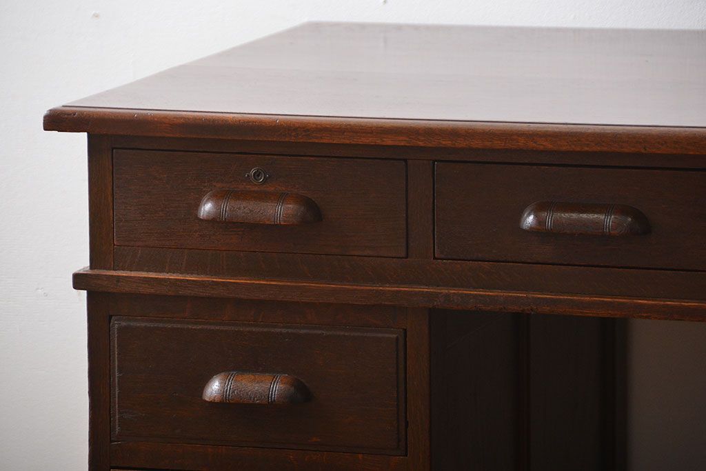 アンティーク家具　アンティーク　古い木製の組み立て式両袖机