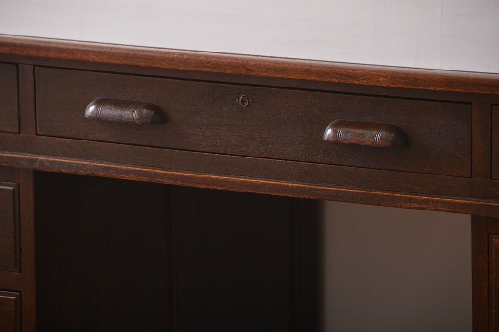 アンティーク家具　アンティーク　古い木製の組み立て式両袖机