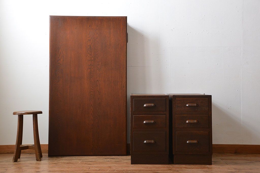 アンティーク家具　アンティーク　古い木製の組み立て式両袖机