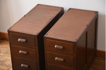 アンティーク家具　アンティーク　古い木製の組み立て式両袖机