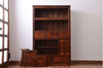 アンティーク家具　和製アンティーク　欅材と檜材の上品な重ね水屋箪笥