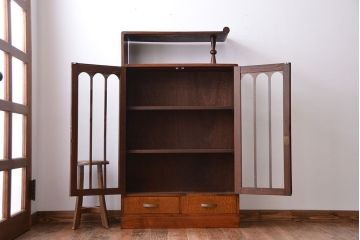 レトロ家具　昭和レトロ　飾り棚付き!お洒落な古い木製の本箱