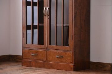 レトロ家具　昭和レトロ　飾り棚付き!お洒落な古い木製の本箱