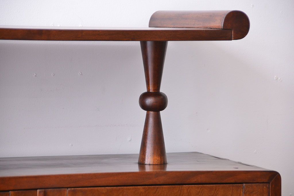 レトロ家具　昭和レトロ　飾り棚付き!お洒落な古い木製の本箱