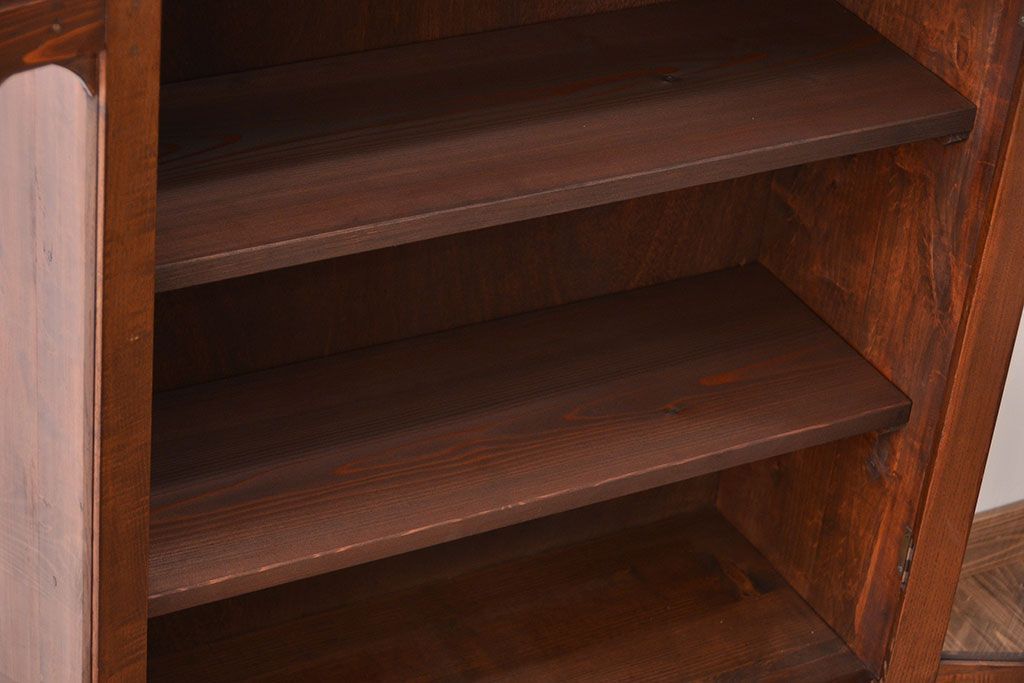 レトロ家具　昭和レトロ　飾り棚付き!お洒落な古い木製の本箱