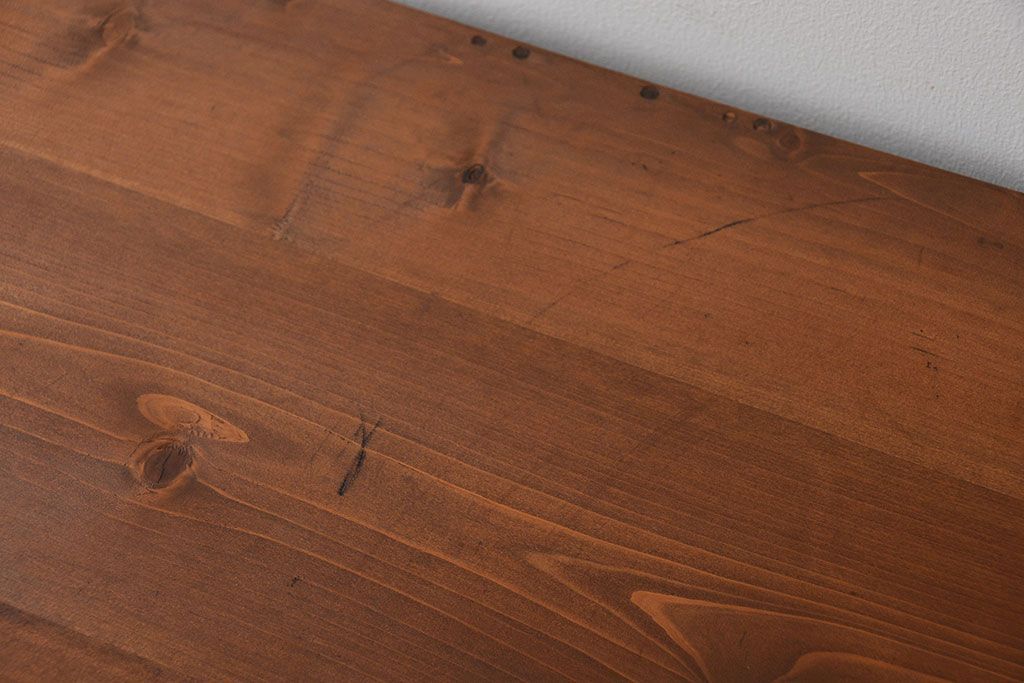 レトロ家具　昭和レトロ　鉄脚付き!結霜ガラス引き戸のアンティークローボード