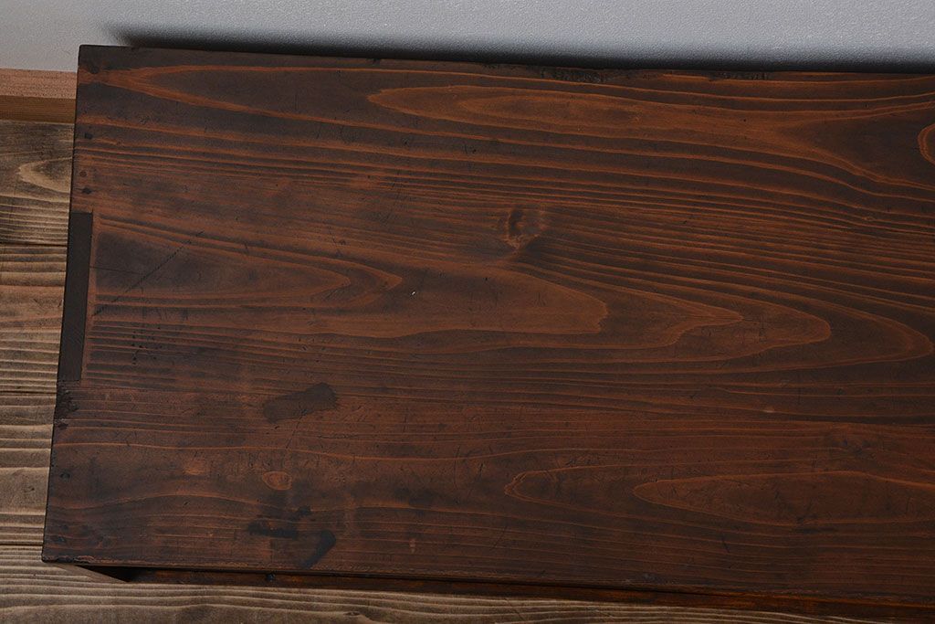 アンティーク家具　和製アンティーク　前面欅材!モールガラス引き戸の小さなローボード