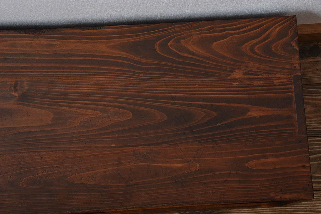 アンティーク家具　和製アンティーク　前面欅材!モールガラス引き戸の小さなローボード