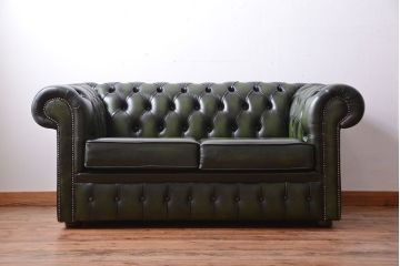 アンティーク家具　イギリスアンティーク　本革のチェスターフィールドソファ(2)