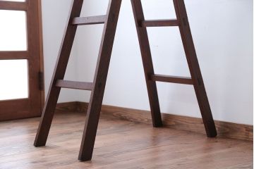 アンティーク雑貨　和製アンティーク　古いナラ材のステップラダー(梯子・脚立)