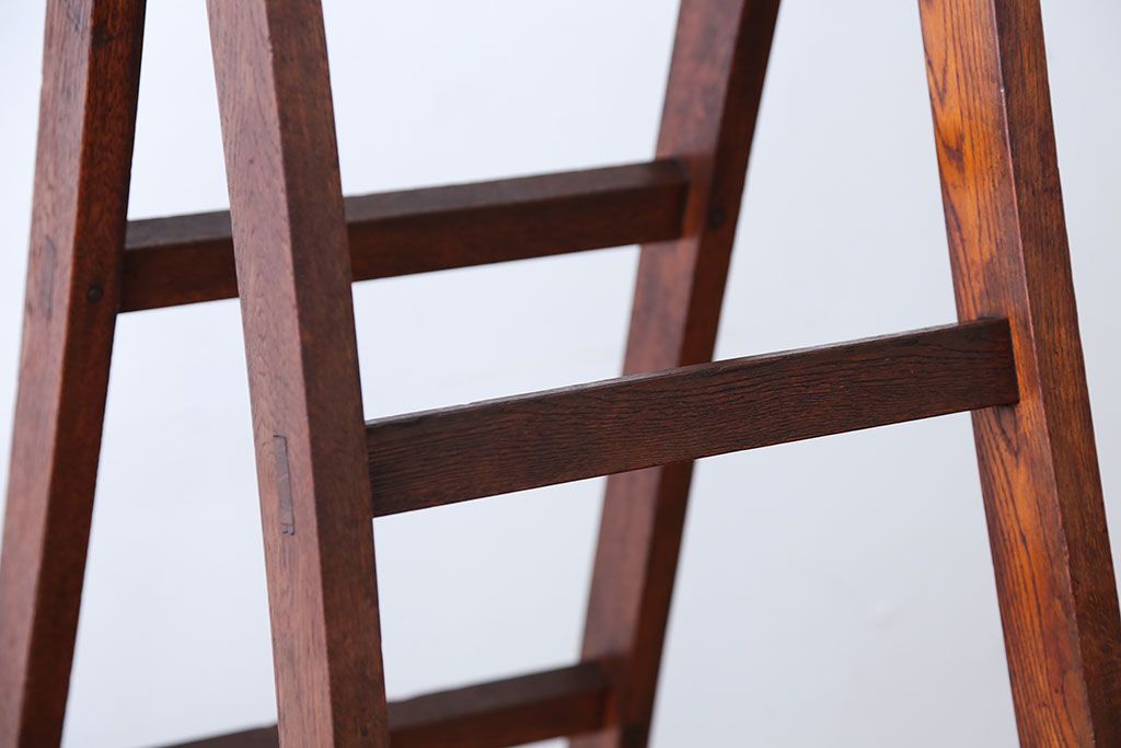 アンティーク雑貨　和製アンティーク　古いナラ材のステップラダー(梯子・脚立)