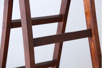 アンティーク雑貨　和製アンティーク　古いナラ材のステップラダー(梯子・脚立)