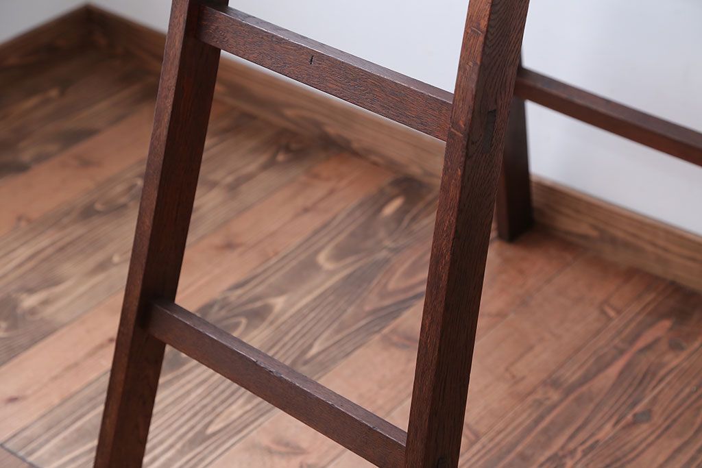 アンティーク雑貨　和製アンティーク　古いナラ材のステップラダー(梯子・脚立)