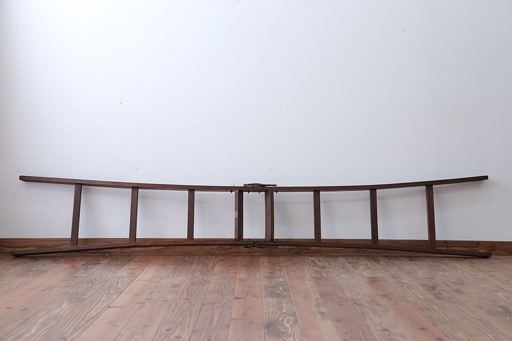 アンティーク雑貨　和製アンティーク　古いナラ材のステップラダー(梯子・脚立)