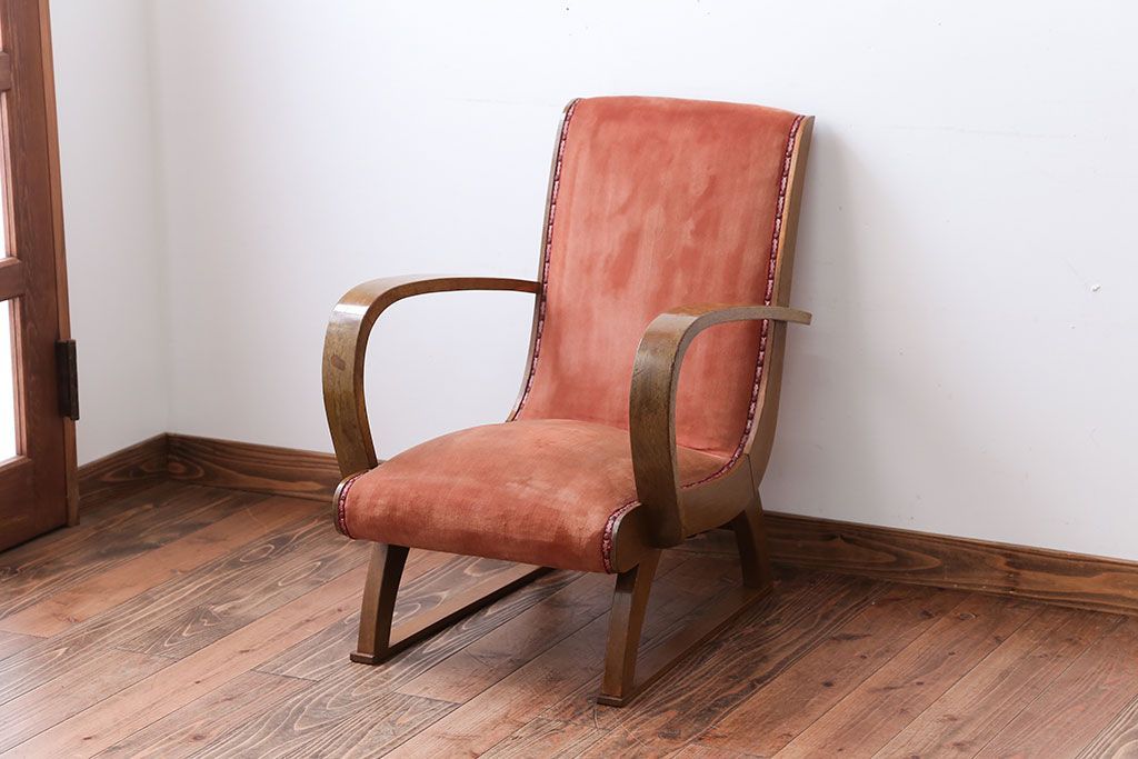 レトロ家具　和製アンティーク　レトロな1人掛けアームソファ(1)
