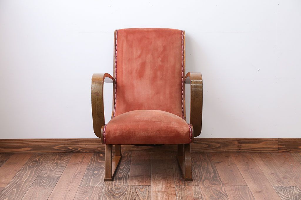 レトロ家具　和製アンティーク　レトロな1人掛けアームソファ(1)