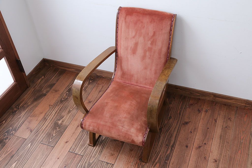 レトロ家具　和製アンティーク　レトロな1人掛けアームソファ(1)