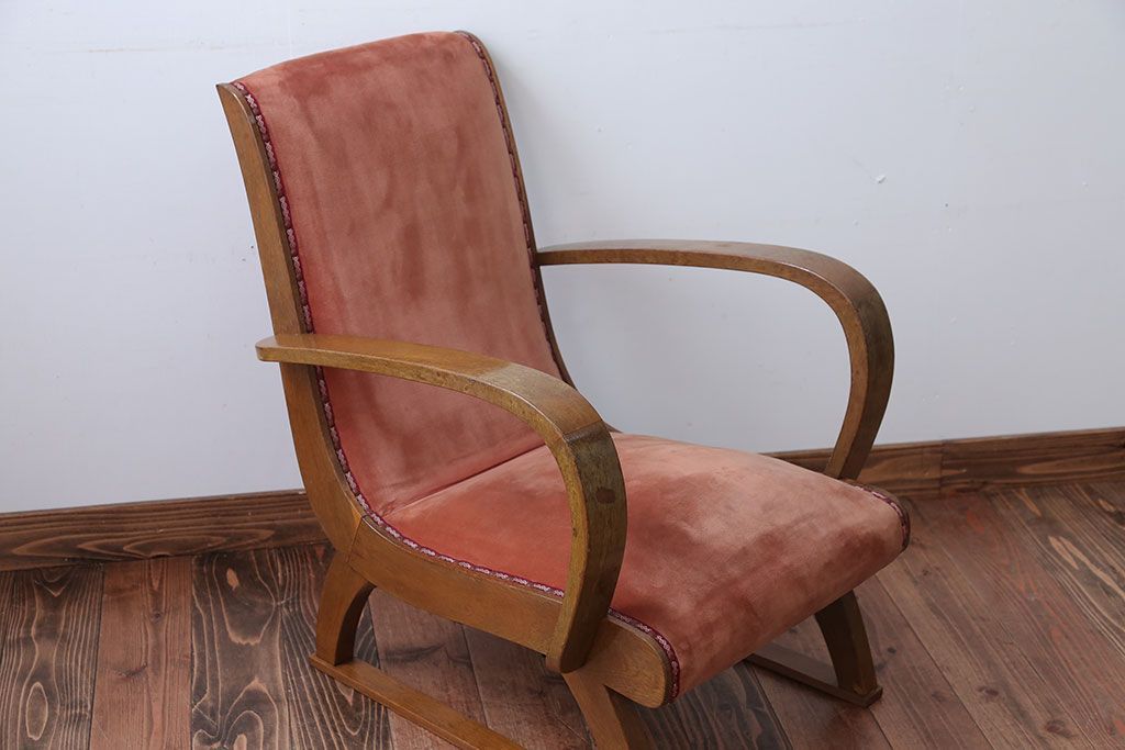 レトロ家具　和製アンティーク　レトロな1人掛けアームソファ(1)