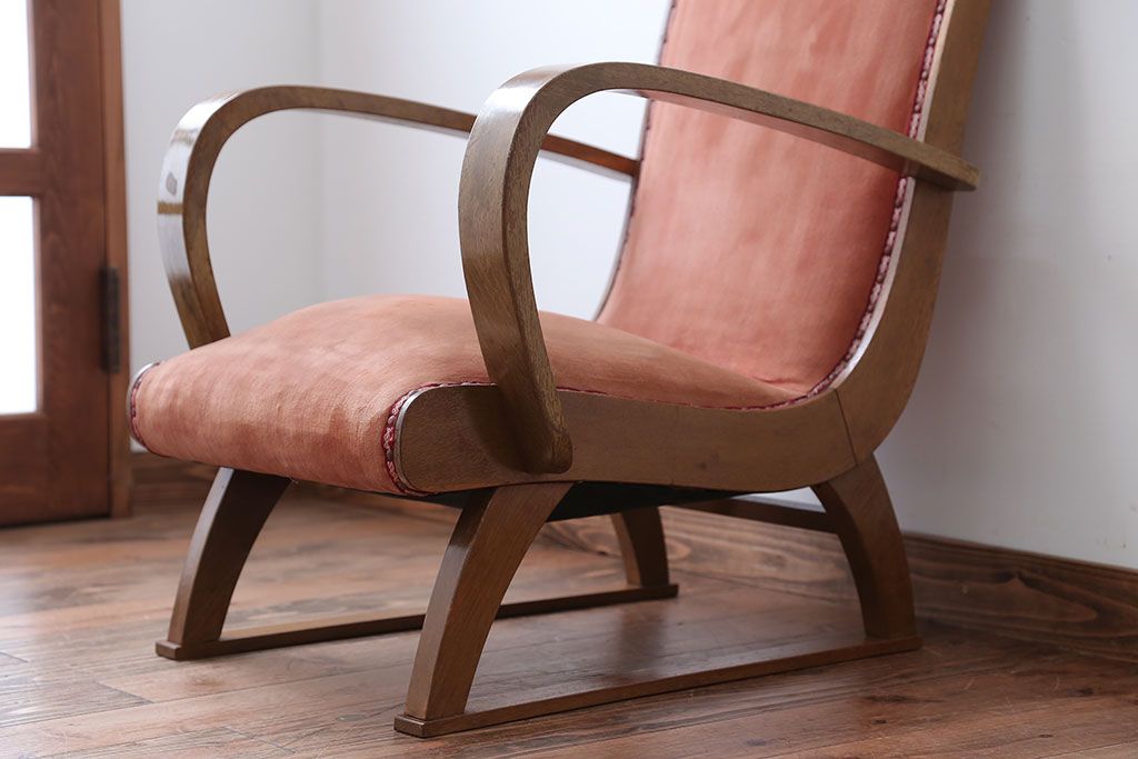 レトロ家具　和製アンティーク　レトロな1人掛けアームソファ(1)