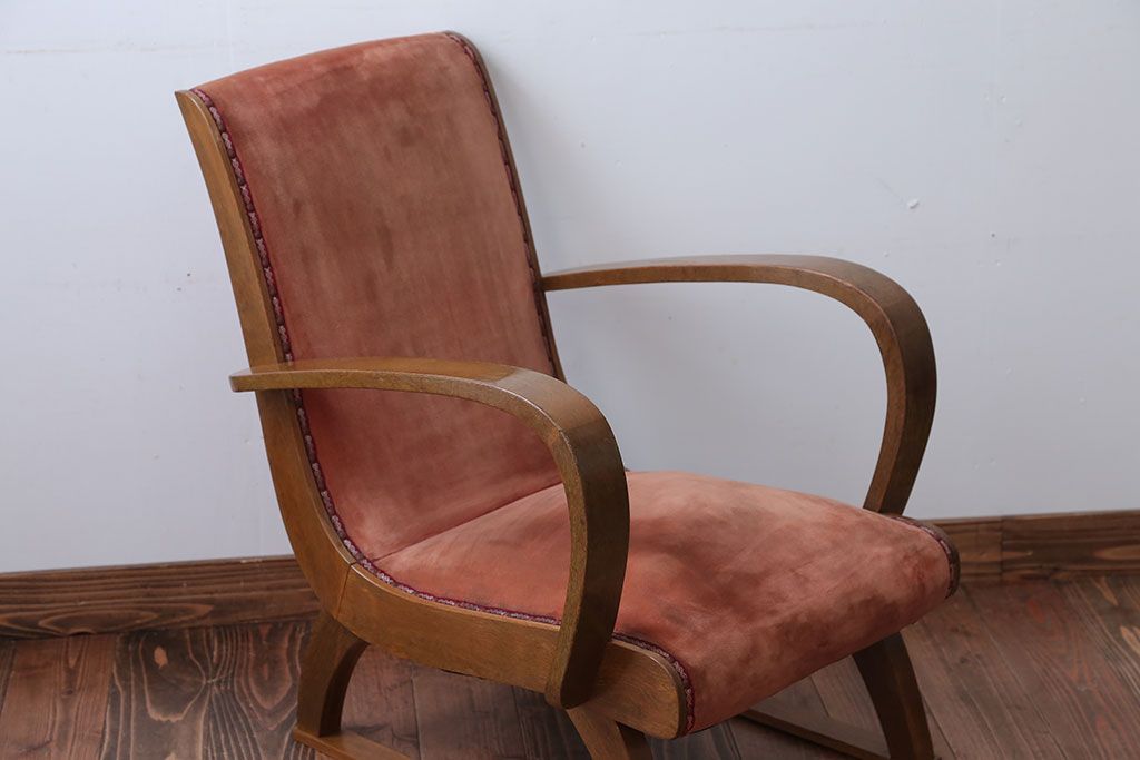 レトロ家具　和製アンティーク　レトロな1人掛けアームソファ(2)