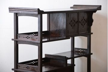 アンティーク家具　和製アンティーク　研ぎ出し木目が美しい高級飾り棚