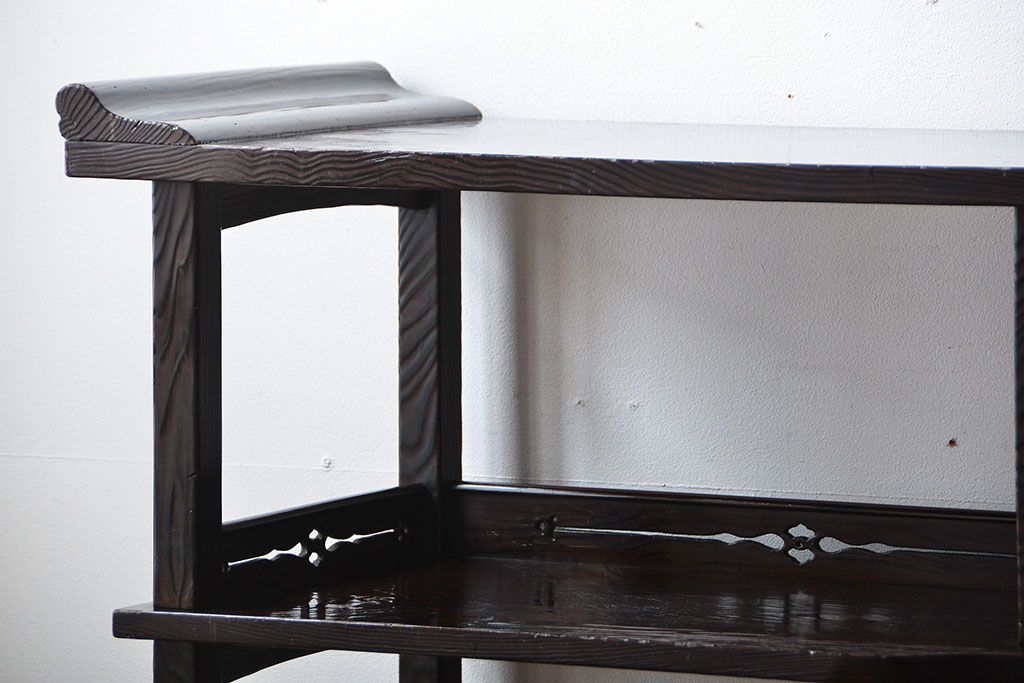 アンティーク家具　和製アンティーク　研ぎ出し木目が美しい高級飾り棚