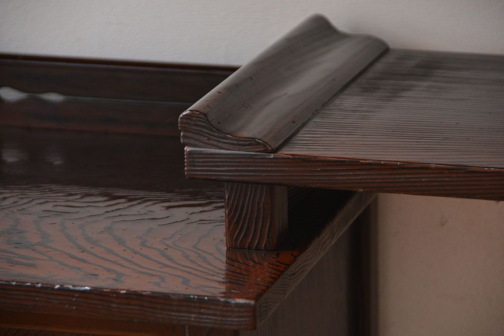 アンティーク家具　和製アンティーク　研ぎ出し木目が美しい高級飾り棚