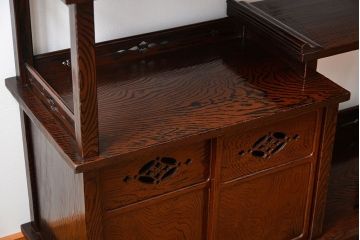 アンティーク家具　和製アンティーク　研ぎ出し木目が美しい高級飾り棚