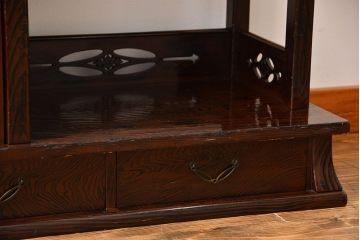 アンティーク家具　和製アンティーク　研ぎ出し木目が美しい高級飾り棚