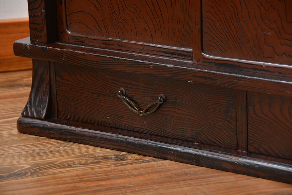 アンティーク家具　和製アンティーク　研ぎ出し木目が美しい高級飾り棚