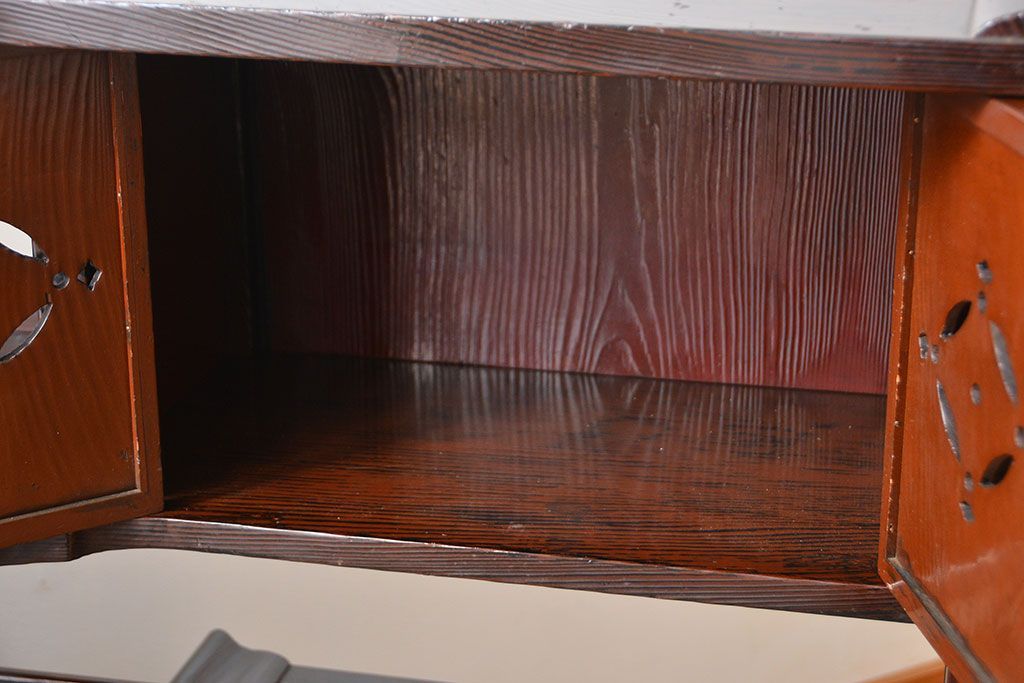 アンティーク家具　和製アンティーク　研ぎ出し木目が美しい高級飾り棚