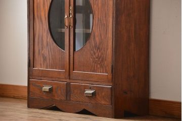 アンティーク家具　和製アンティーク　丸窓付き和風でモダンな本箱