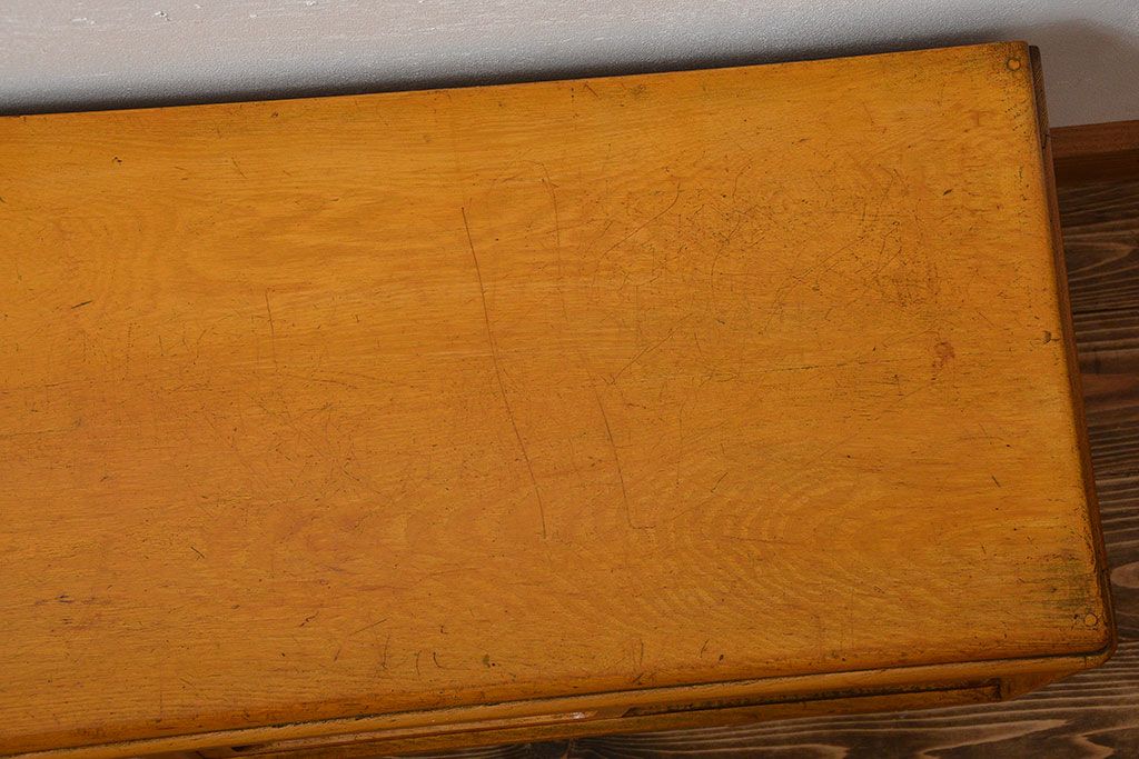 レトロ家具　昭和レトロ　モールガラス引き戸の小ぶりなローボード