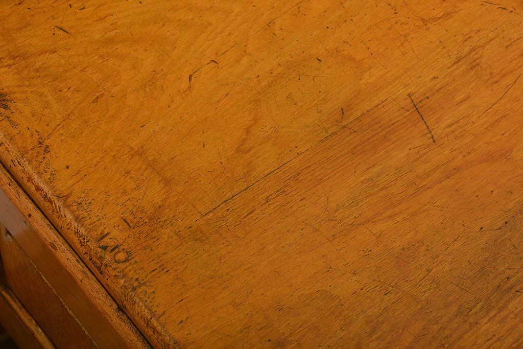 レトロ家具　昭和レトロ　モールガラス引き戸の小ぶりなローボード