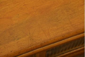 レトロ家具　昭和レトロ　モールガラス引き戸の小ぶりなローボード