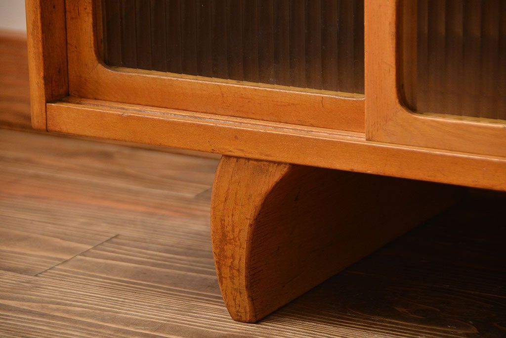 レトロ家具　昭和レトロ　モールガラス引き戸の小ぶりなローボード