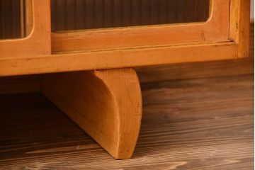 レトロ家具　昭和レトロ　モールガラス引き戸の小ぶりなローボード