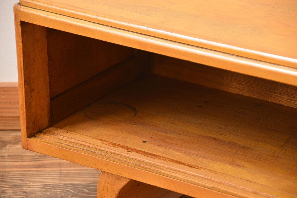 レトロ家具　昭和レトロ　モールガラス引き戸の小ぶりなローボード