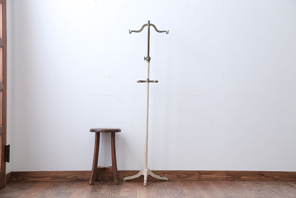 アンティーク雑貨　昭和レトロ　古いアイアン製アンティークポールスタンド