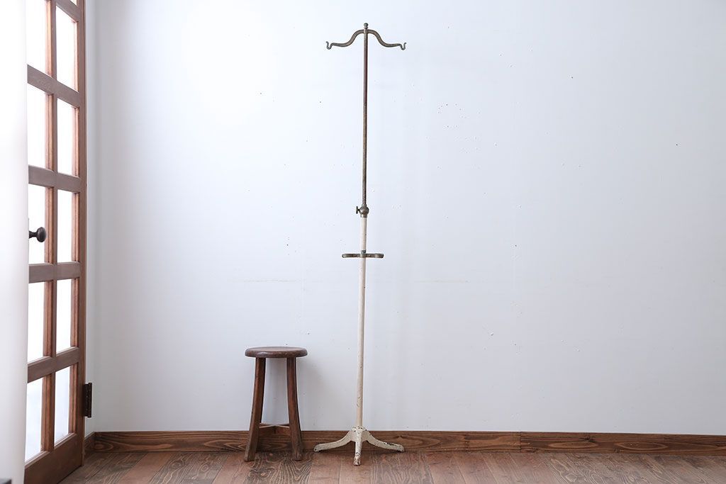 アンティーク雑貨　昭和レトロ　古いアイアン製アンティークポールスタンド